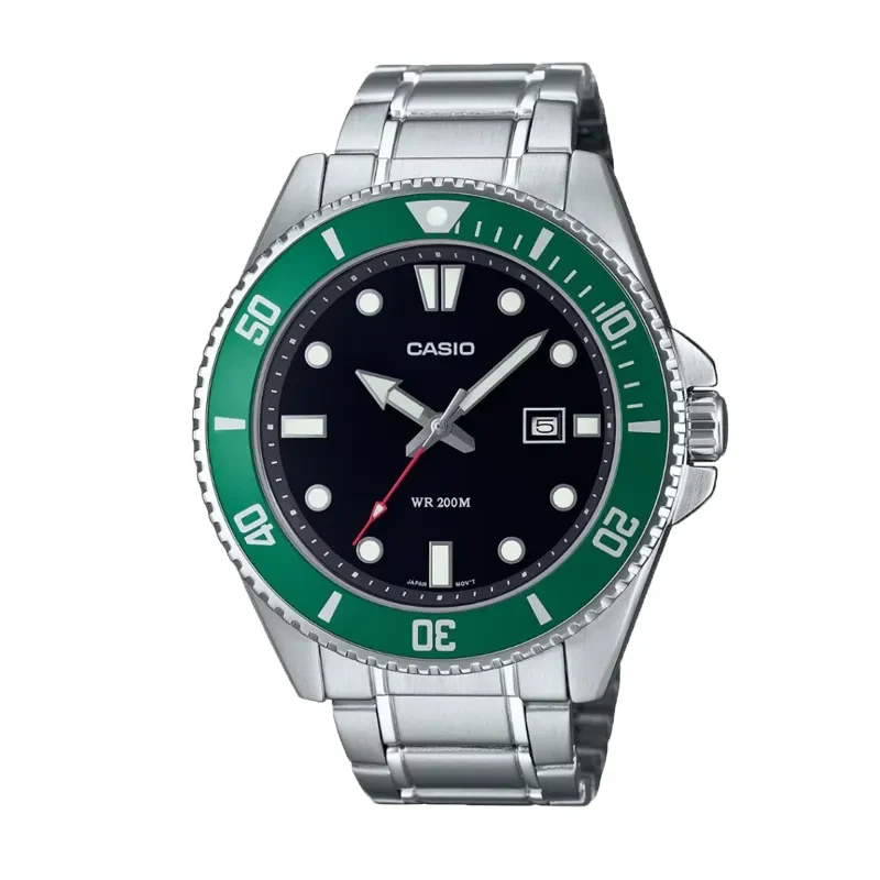 Casio Duro Diver's 200M Green Bezel Men's Watch- MDV-107D-3AV